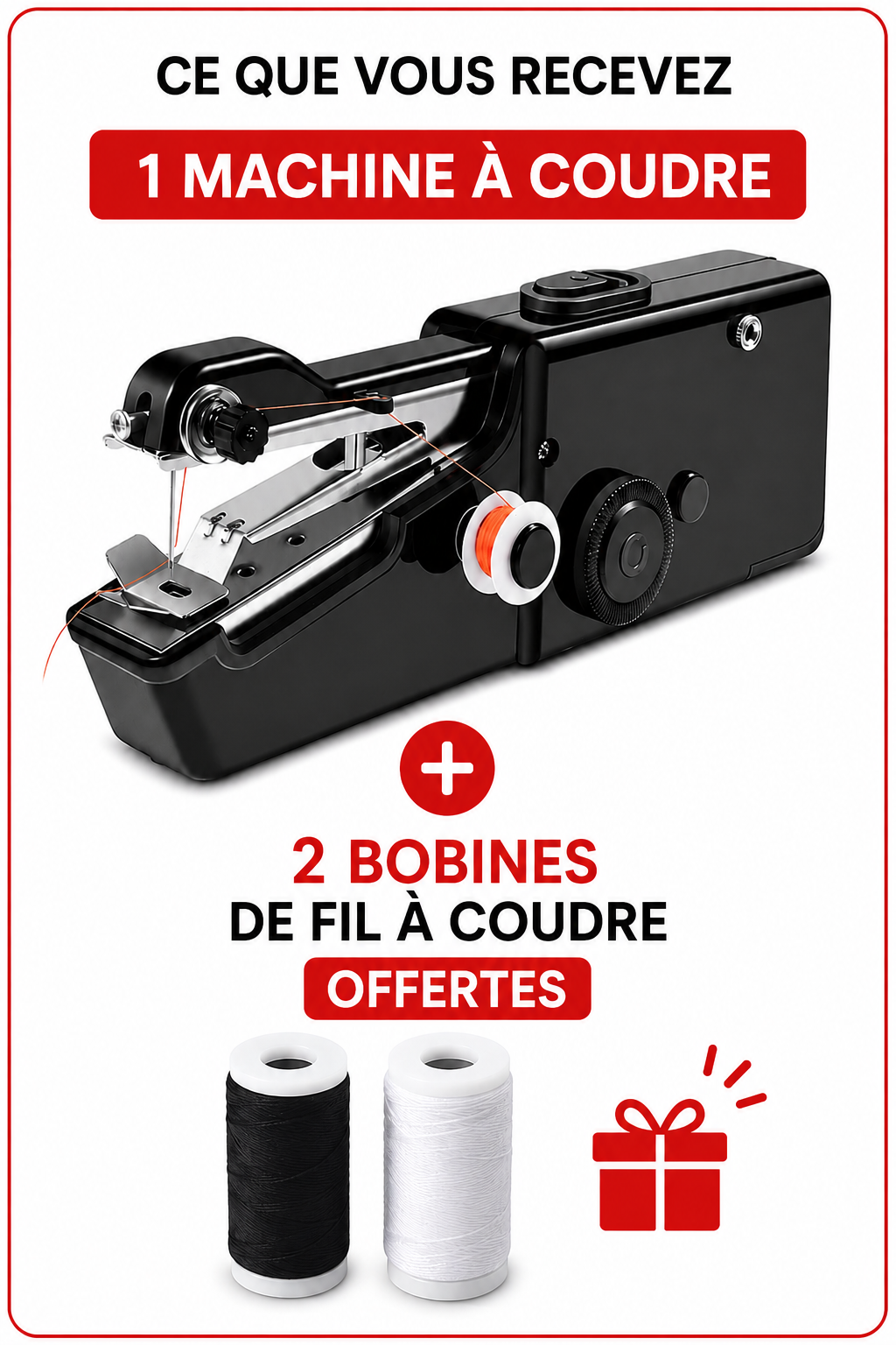 Mini machine à coudre portable ( 2 bobines de fils à coudre offertes )